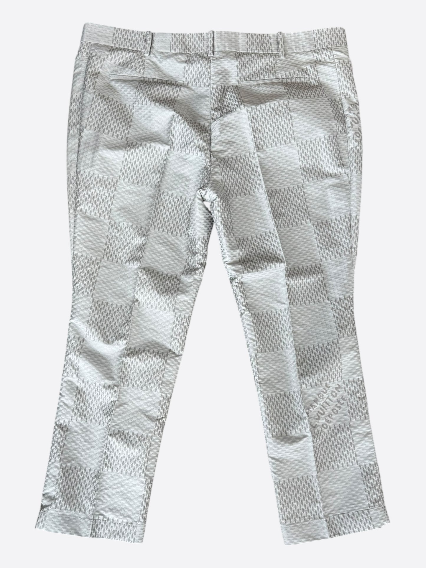 Louis Vuitton White & Grey Giant Damier Pants