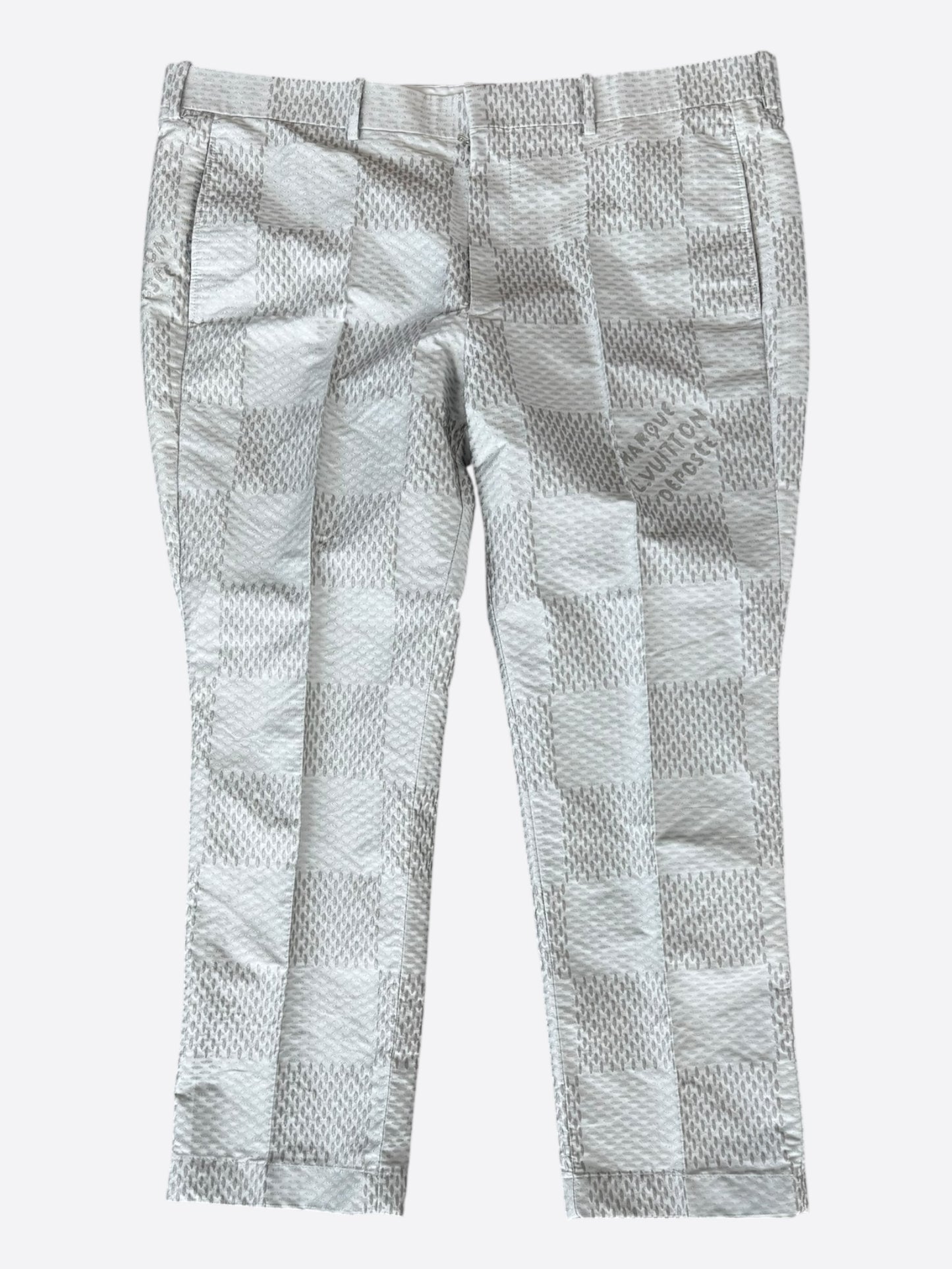 Louis Vuitton White & Grey Giant Damier Pants