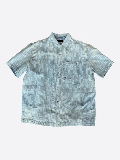 Amiri Blue Jacquard Logo Button Up Shirt