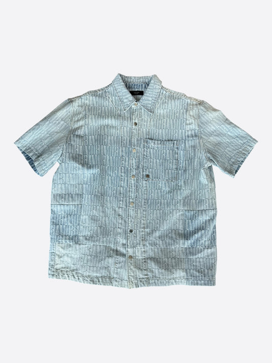 Amiri Blue Jacquard Logo Button Up Shirt