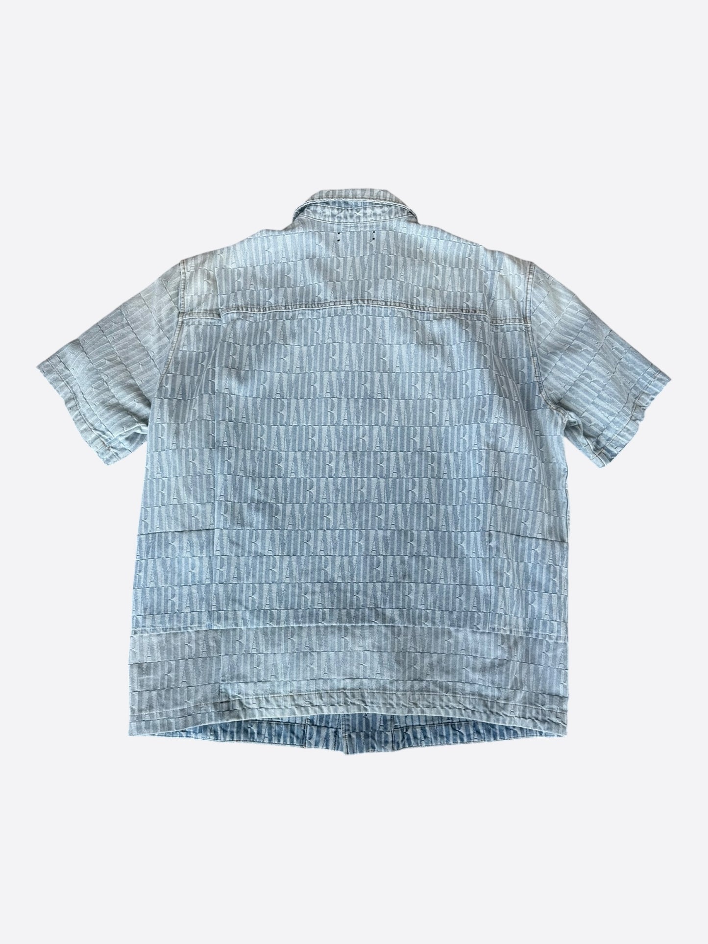 Amiri Blue Jacquard Logo Button Up Shirt