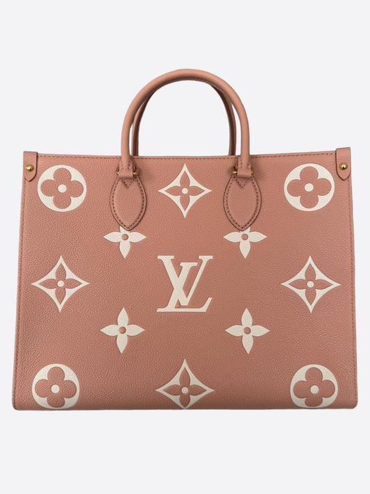 Louis Vuitton Rose & Cream Empreinte Monogram On The Go MM