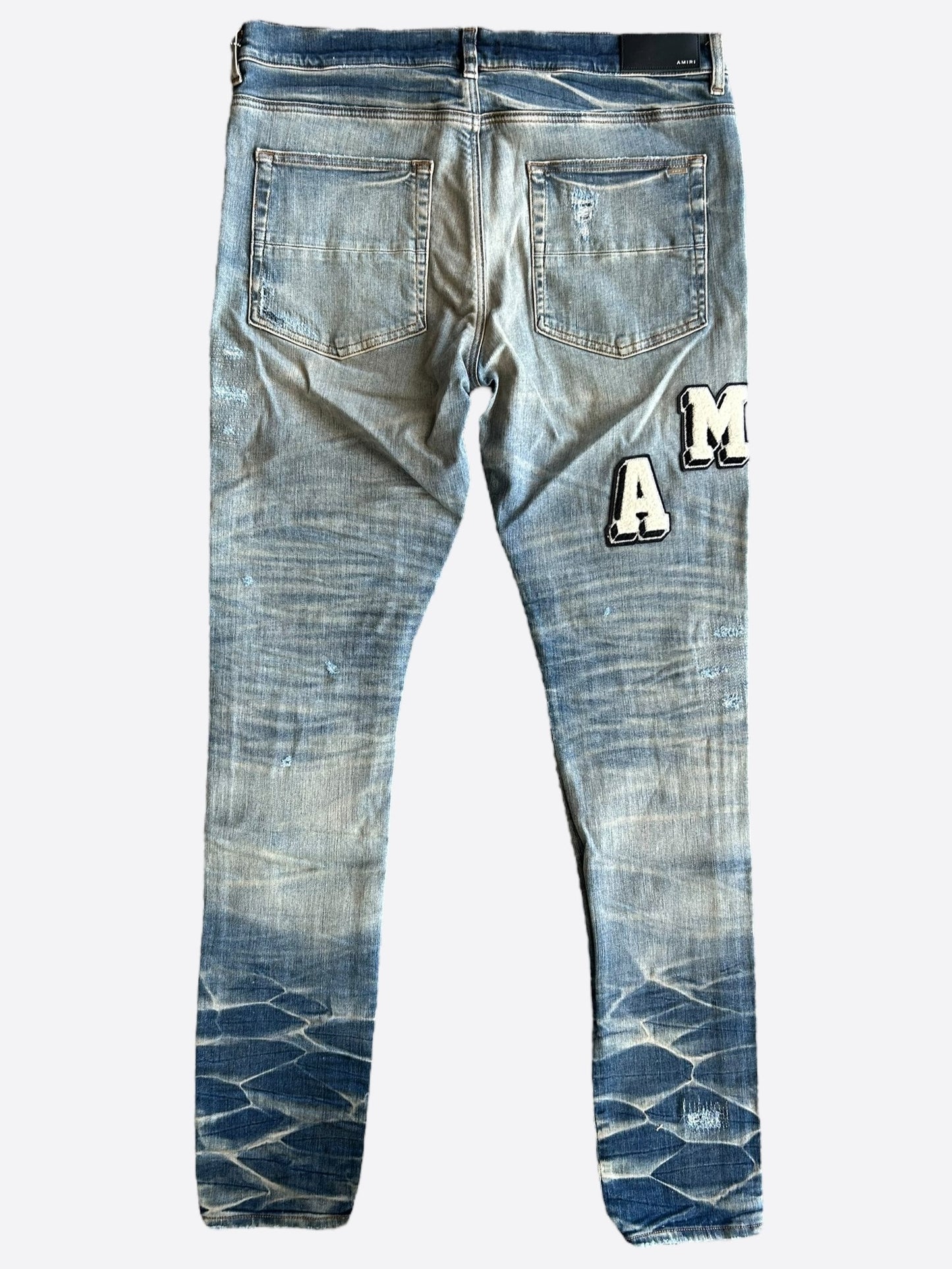 Amiri Vintage Indigo Varsity Applique Logo Jeans