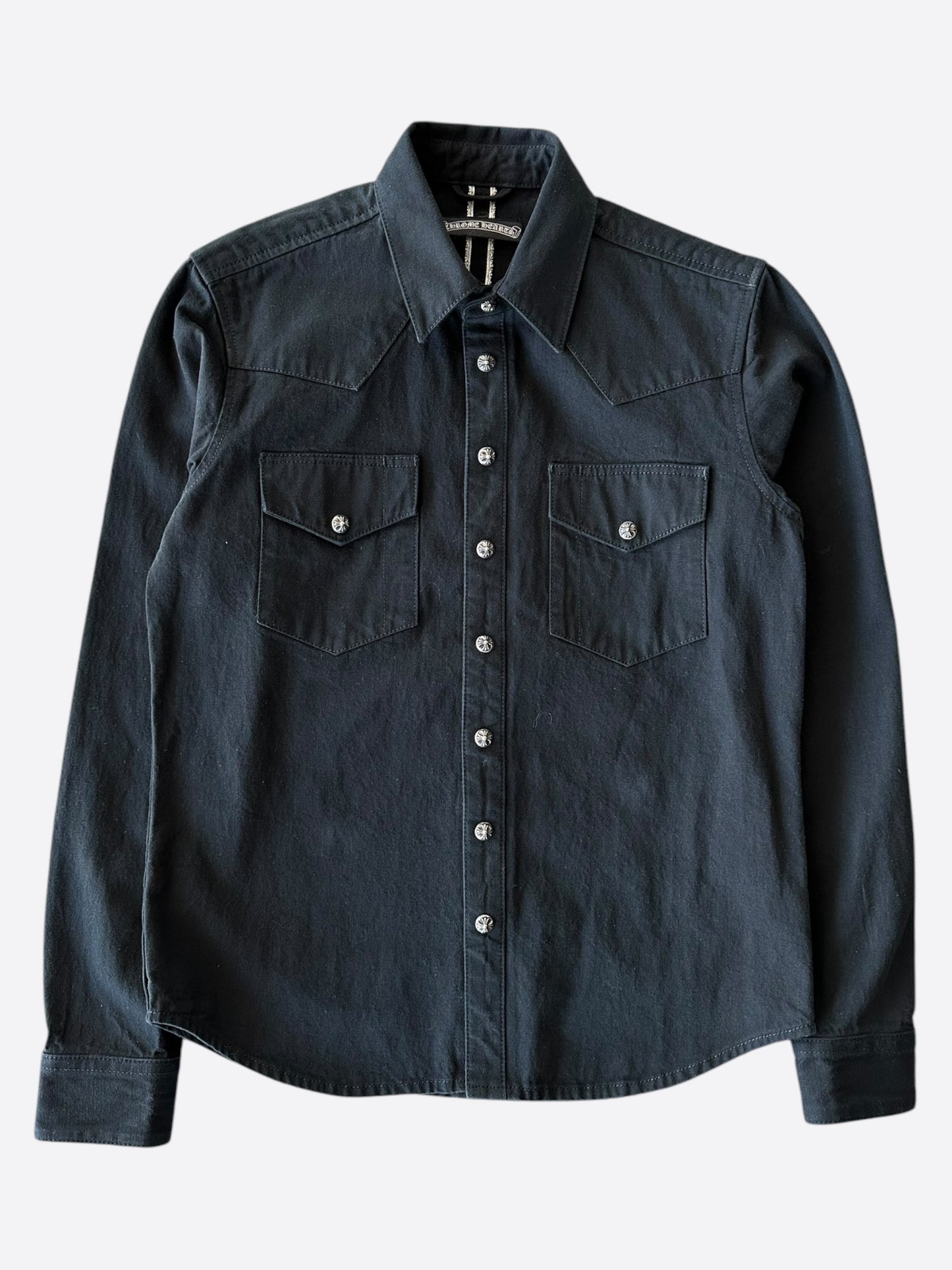 Chrome Hearts Black Cross Patch Denim Shirt