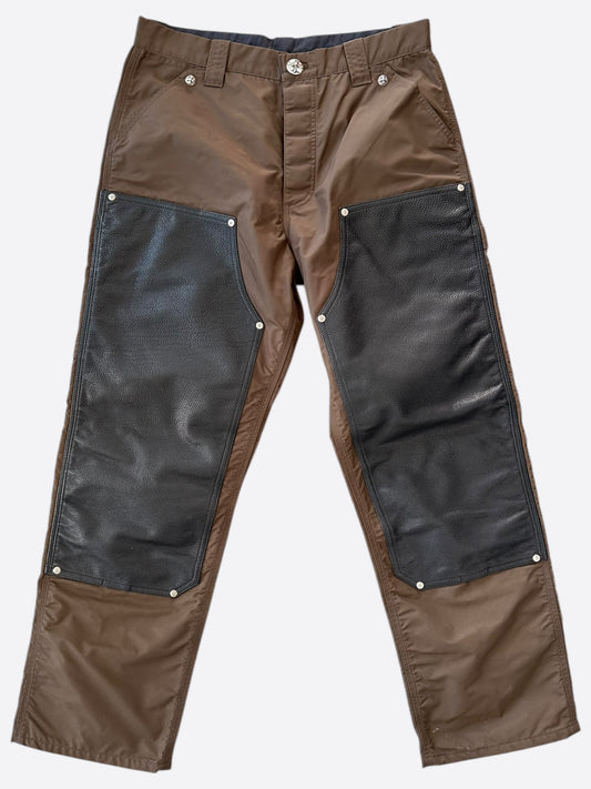 Chrome Hearts Brown Nylon & Leather Carpenter Pants