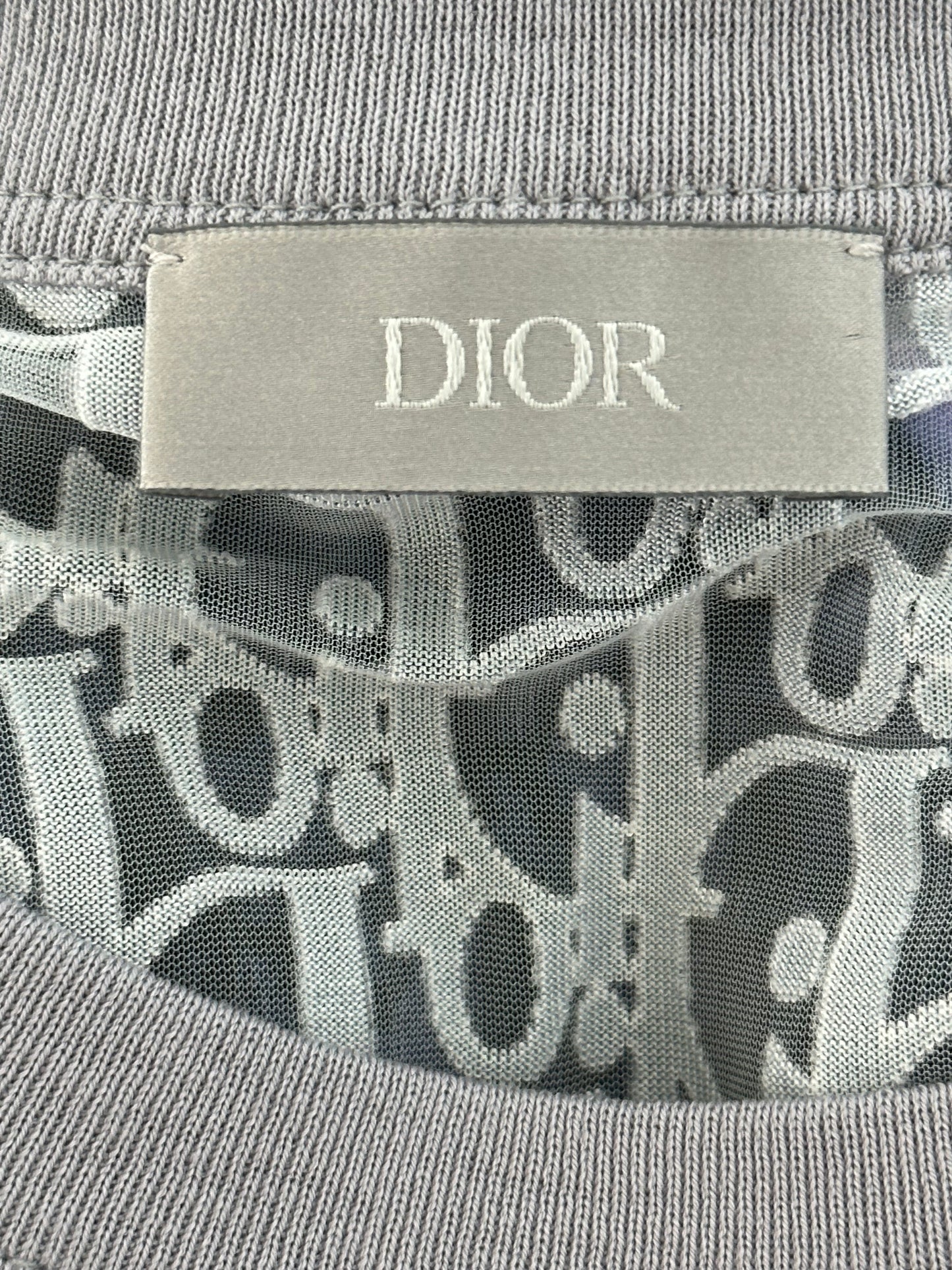 Dior Kenny Scharf Grey Oblique Faces Transparent T-Shirt