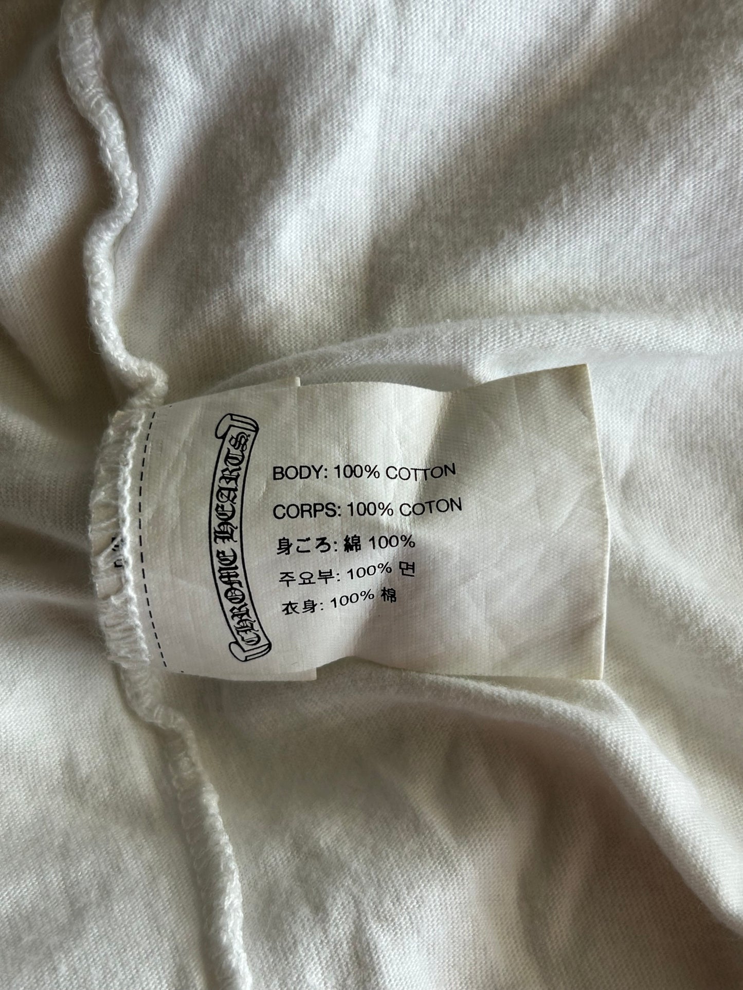 Chrome Hearts White & Black Fleur Scroll Logo T-Shirt