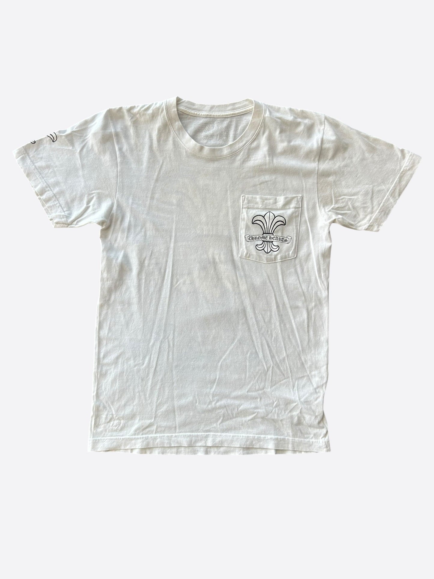 Chrome Hearts White & Black Fleur Scroll Logo T-Shirt