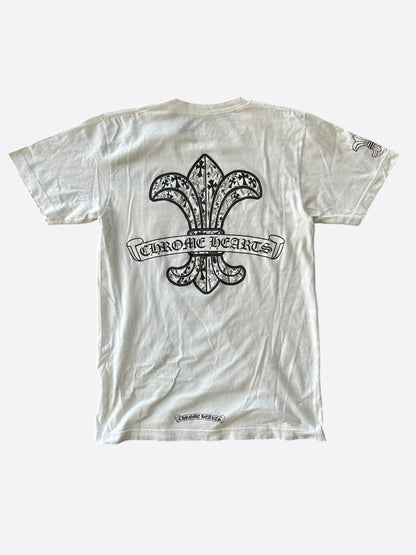 Chrome Hearts White & Black Fleur Scroll Logo T-Shirt