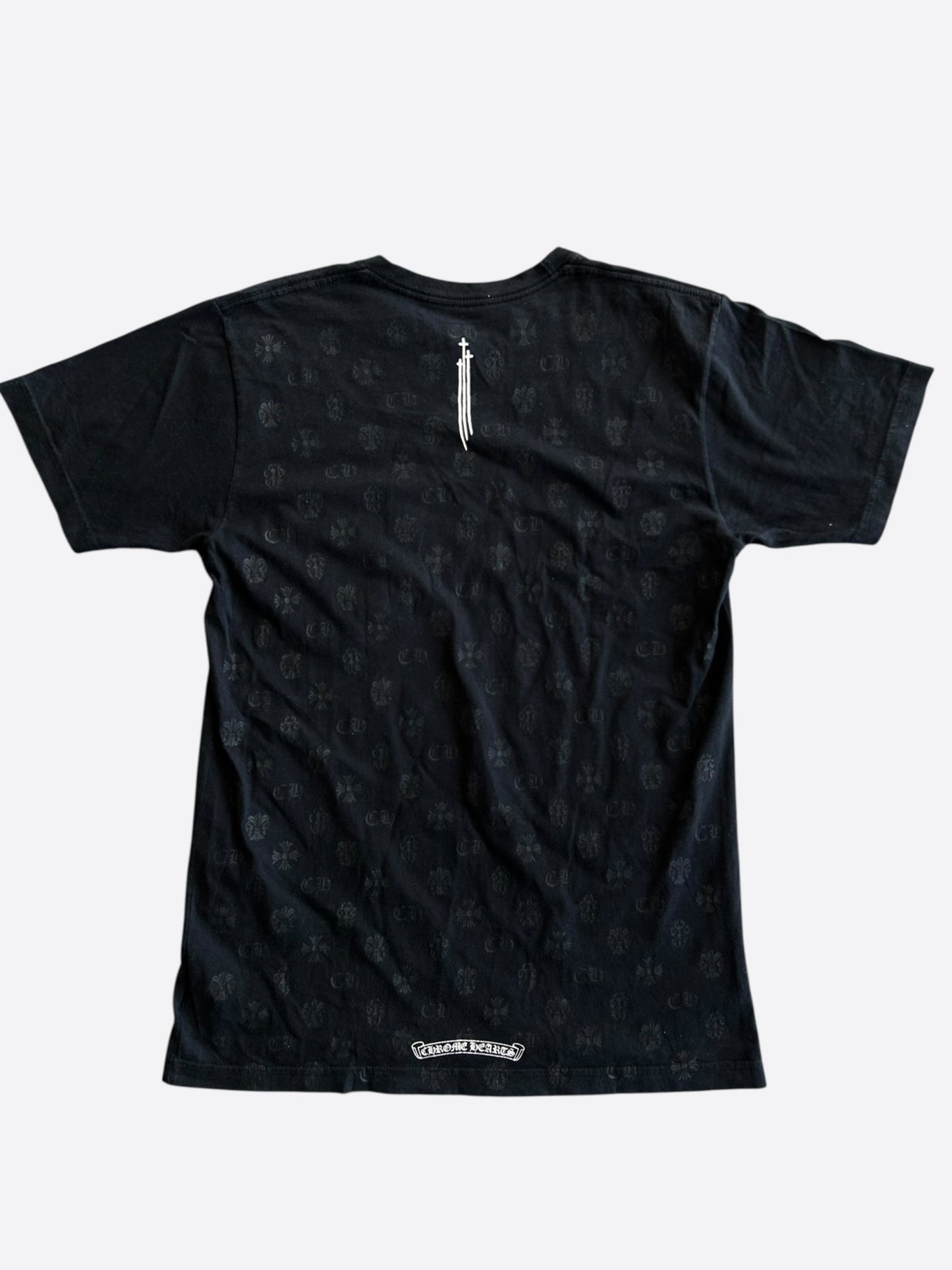 Chrome Hearts Black & White Jacquard Horseshoe Logo T-Shirt