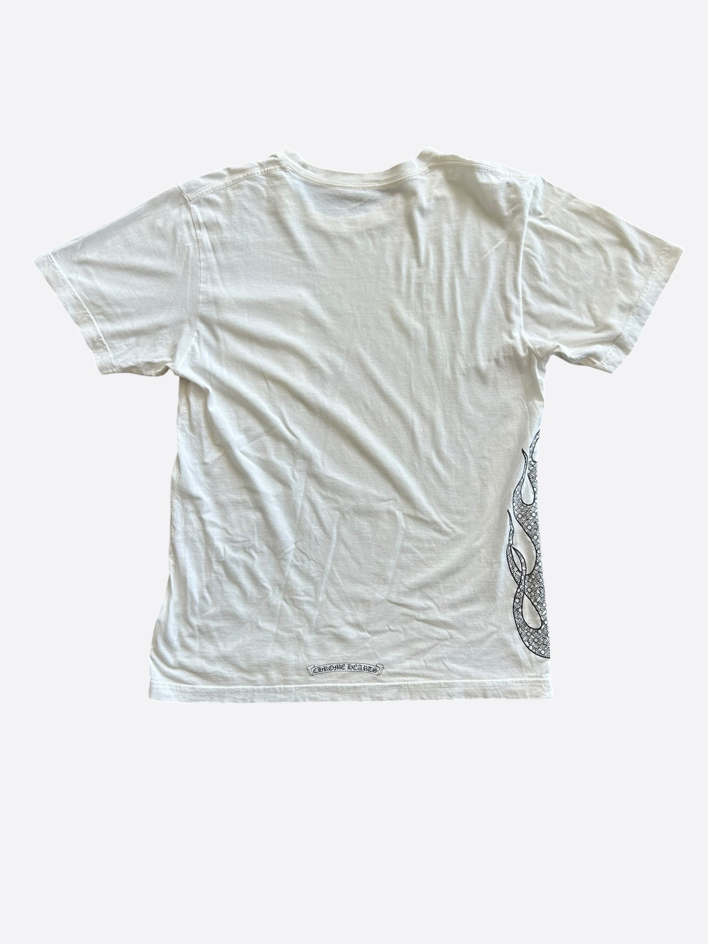 Chrome Hearts White & Black Flame Logo T-Shirt