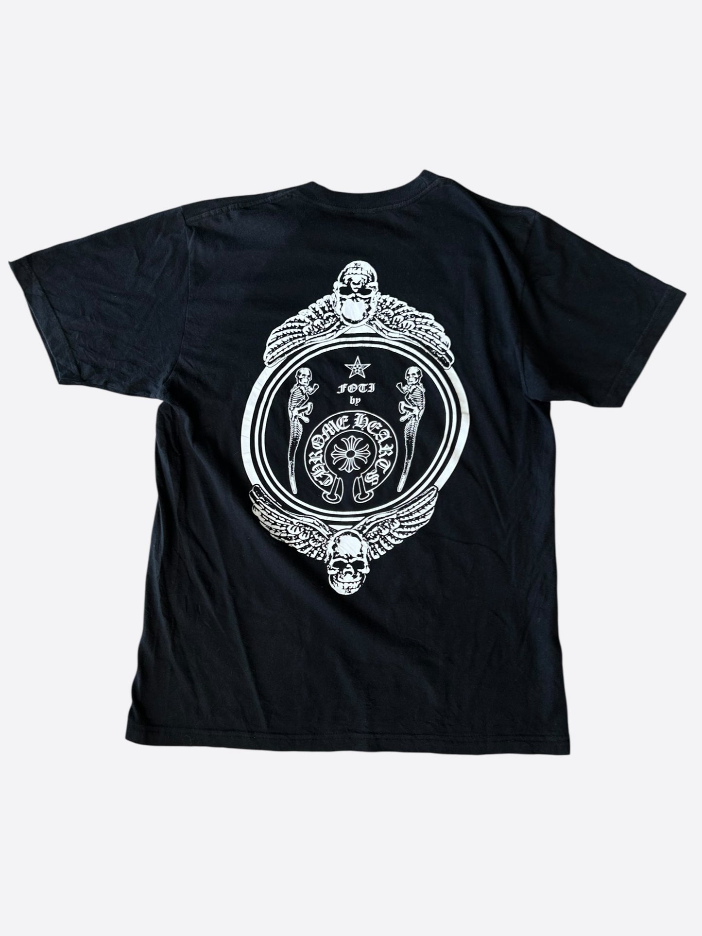 Chrome Hearts Black & White Foti Skull Graphic T-Shirt