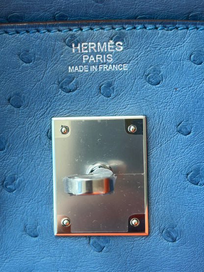 Hermes Blue Ostrich & Palladium Hardware Birkin 30