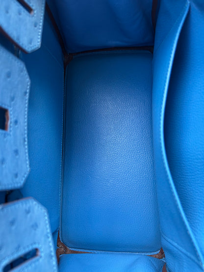 Hermes Blue Ostrich & Palladium Hardware Birkin 30