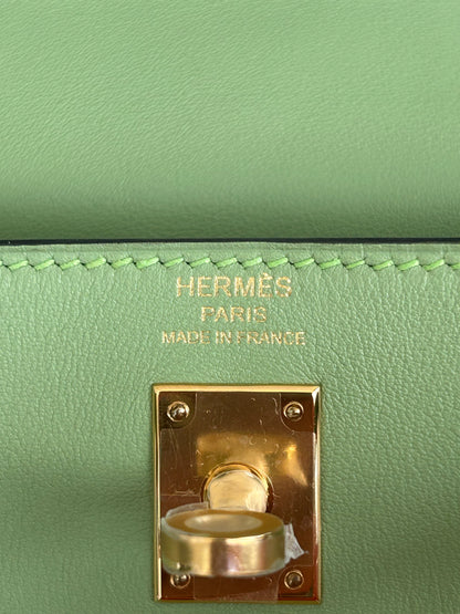 Hermes Vert Cricquet Swift & Gold Hardware Kelly 25