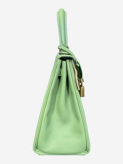 Hermes Vert Cricquet Swift & Gold Hardware Kelly 25