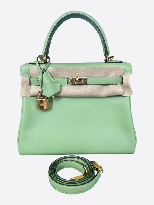 Hermes Vert Cricquet Swift & Gold Hardware Kelly 25