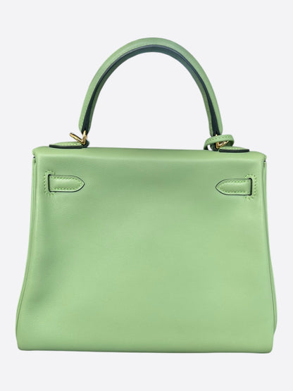 Hermes Vert Cricquet Swift & Gold Hardware Kelly 25