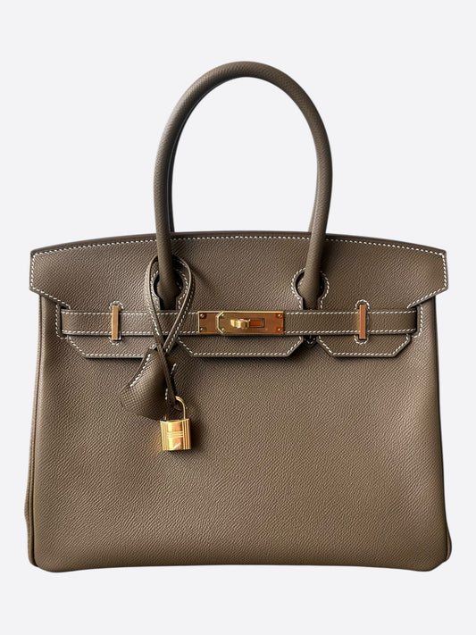 Hermes Etoupe Epsom & Gold Hardware Birkin 30