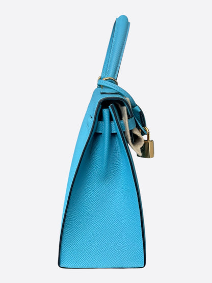 Hermes Bleu Du Nord Epsom & Gold Hardware Kelly 25