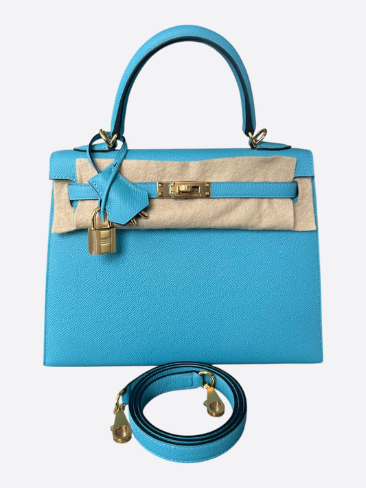 Hermes Bleu Du Nord Epsom & Gold Hardware Kelly 25