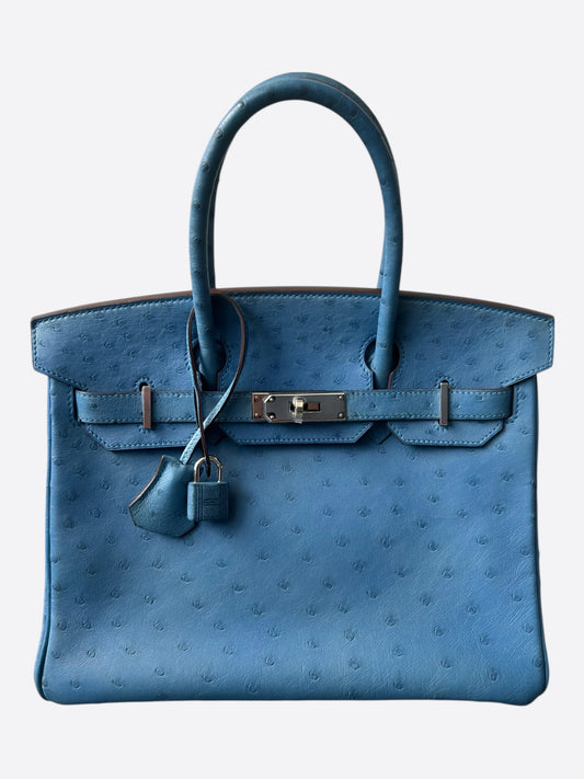 Hermes Blue Ostrich & Palladium Hardware Birkin 30