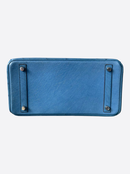 Hermes Blue Ostrich & Palladium Hardware Birkin 30