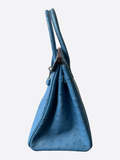 Hermes Blue Ostrich & Palladium Hardware Birkin 30