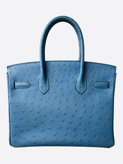 Hermes Blue Ostrich & Palladium Hardware Birkin 30