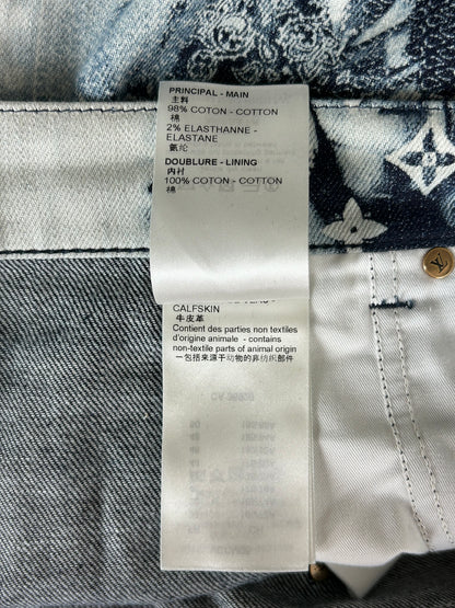 Louis Vuitton Blue Bleached Bandana Monogram Denim Shorts