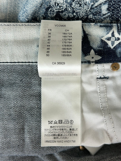 Louis Vuitton Blue Bleached Bandana Monogram Denim Shorts
