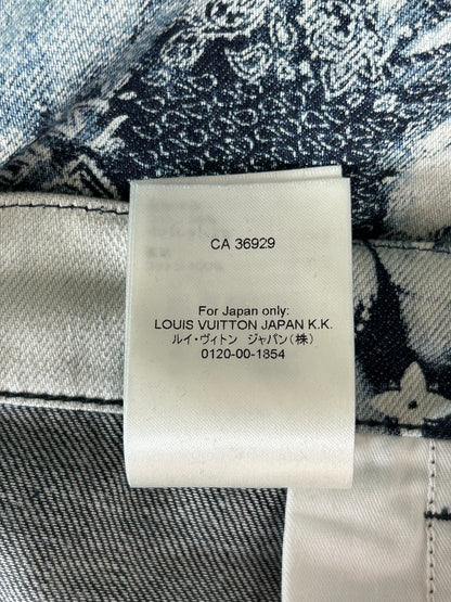 Louis Vuitton Blue Bleached Bandana Monogram Denim Shorts