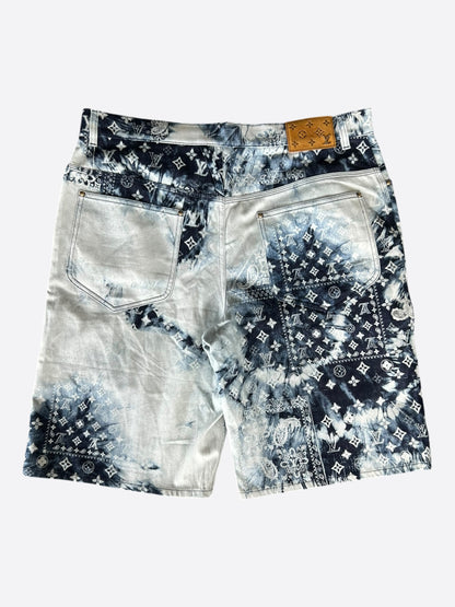 Louis Vuitton Blue Bleached Bandana Monogram Denim Shorts