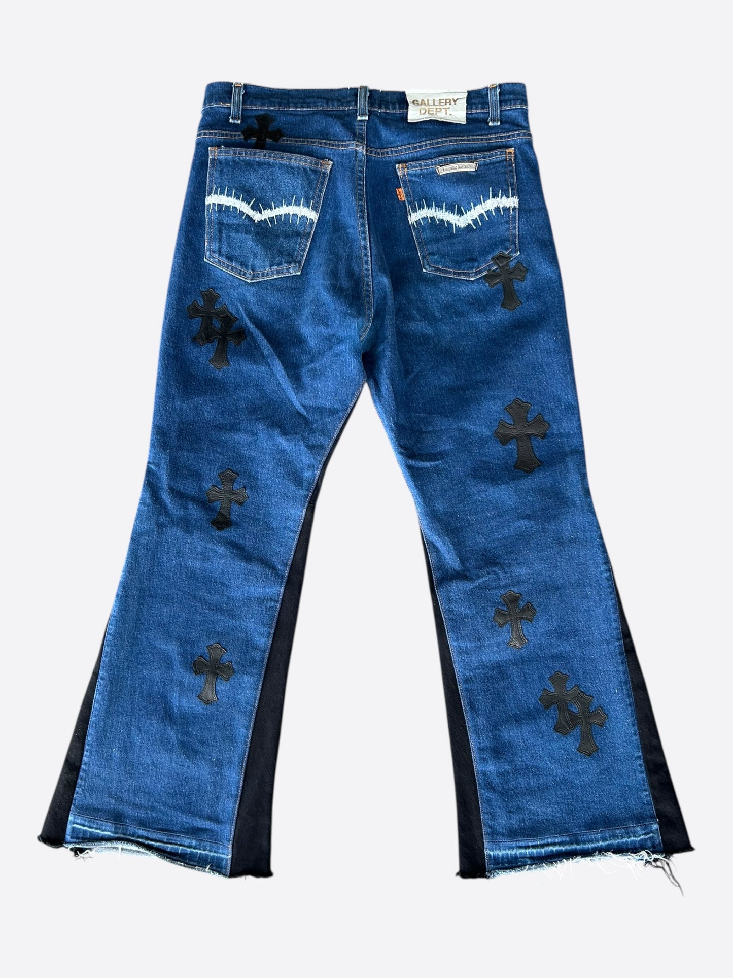 Chrome Hearts Levi's Gallery Dept Blue & Black Cross Patch Flared Jeans