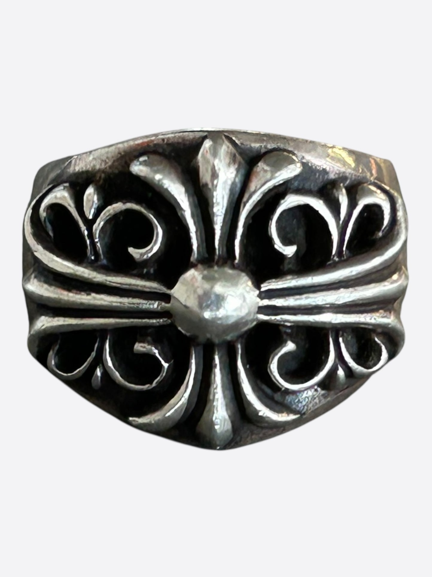 Chrome Hearts Silver Keeper Cross Floral Ring