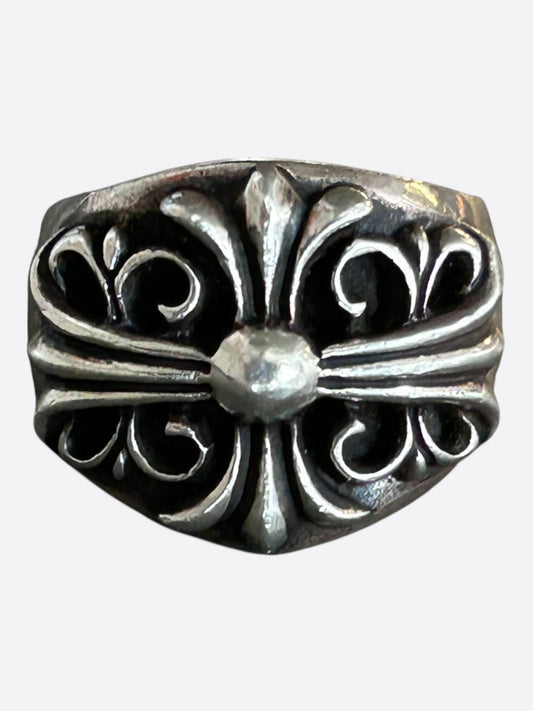 Chrome Hearts Silver Keeper Cross Floral Ring