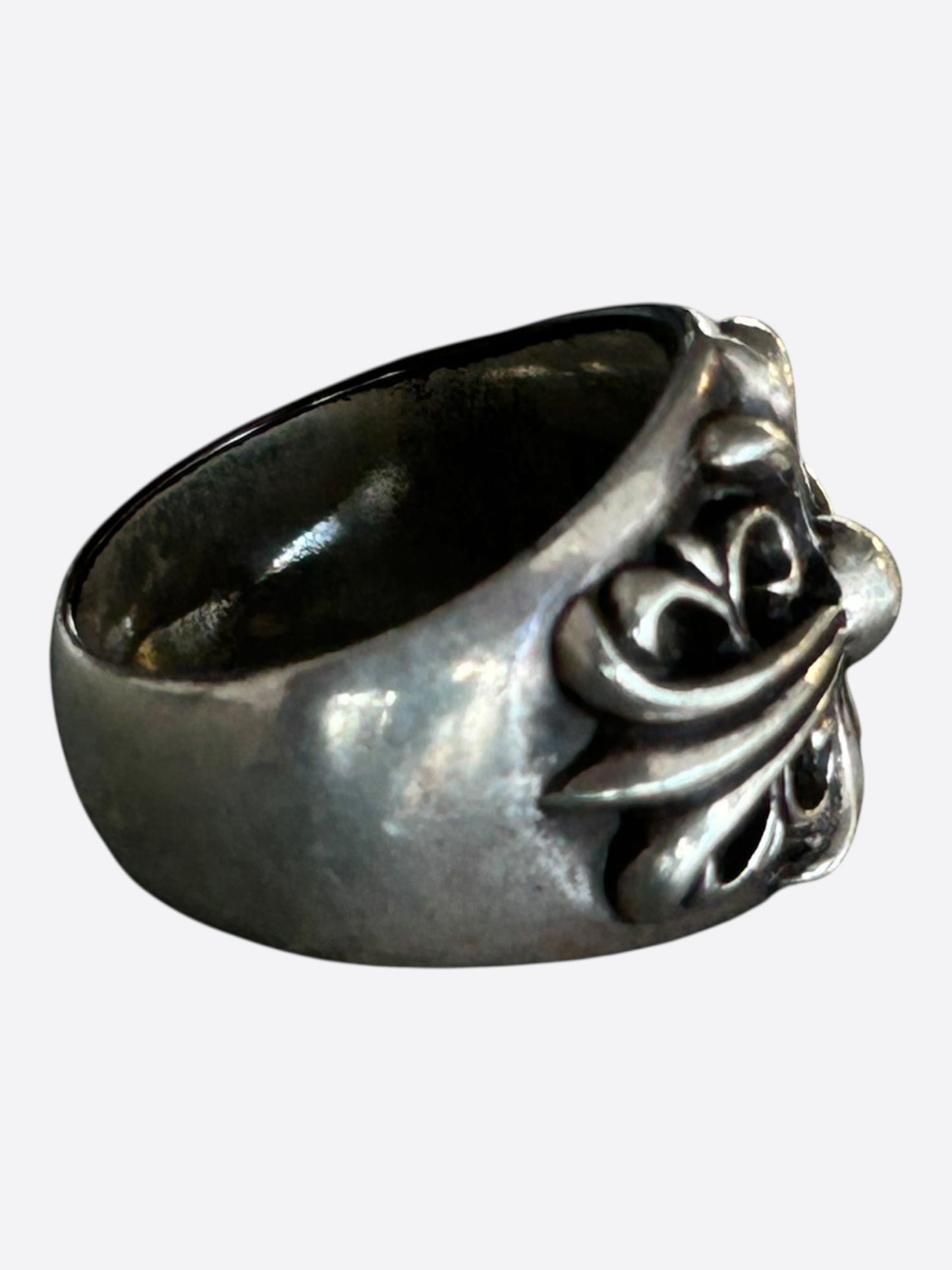 Chrome Hearts Silver Keeper Cross Floral Ring
