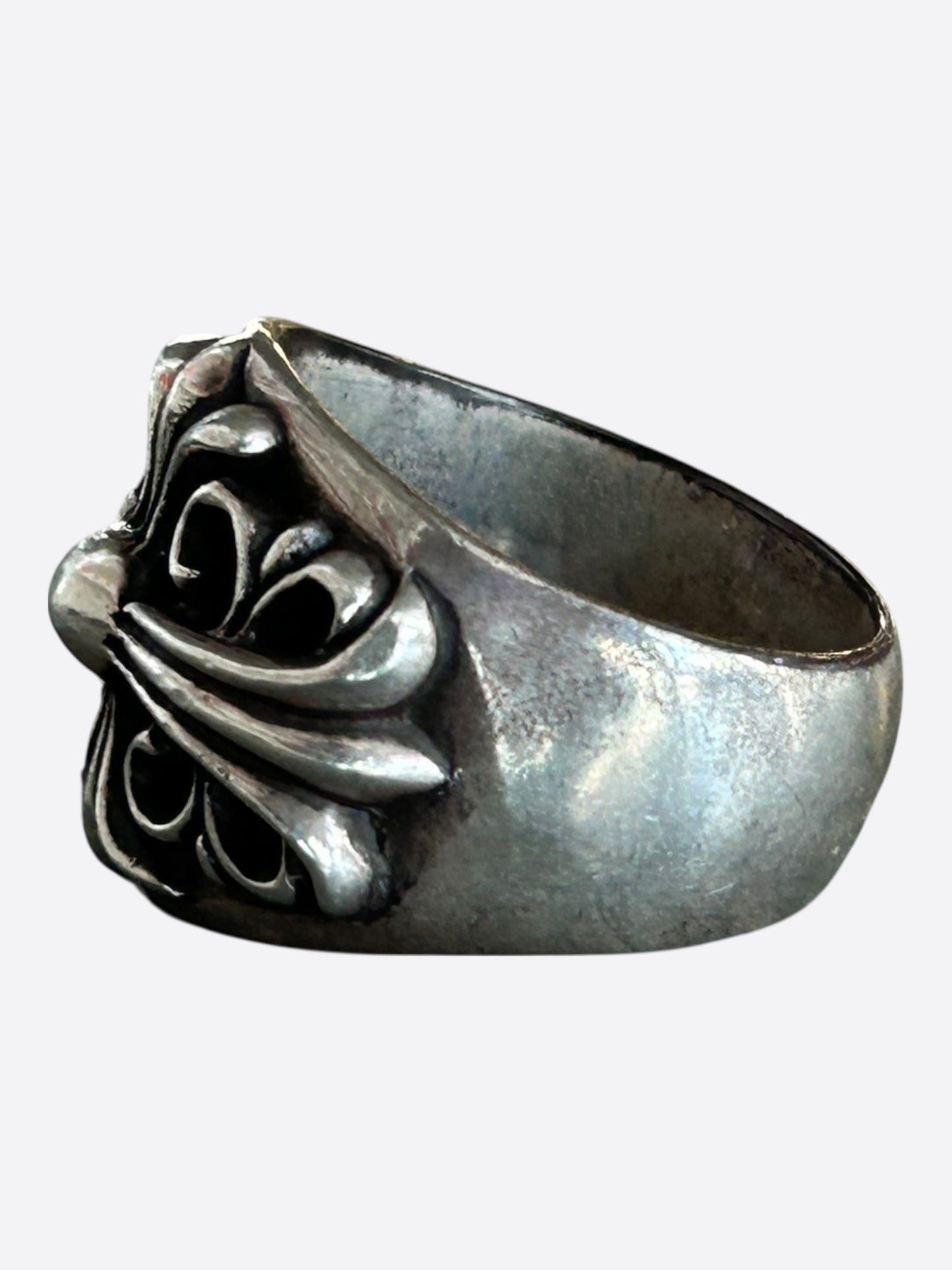 Chrome Hearts Silver Keeper Cross Floral Ring