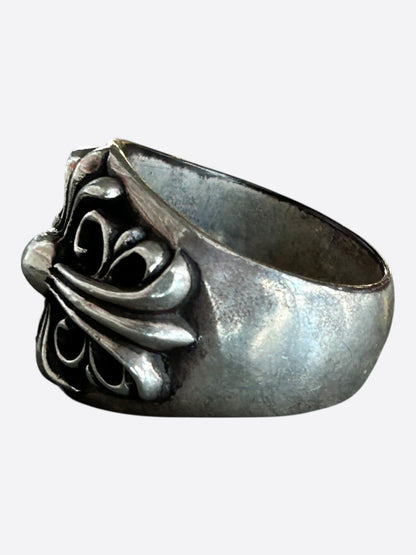 Chrome Hearts Silver Keeper Cross Floral Ring