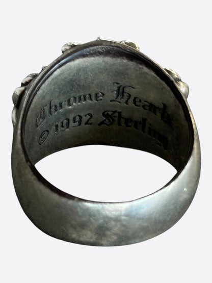 Chrome Hearts Silver Keeper Cross Floral Ring