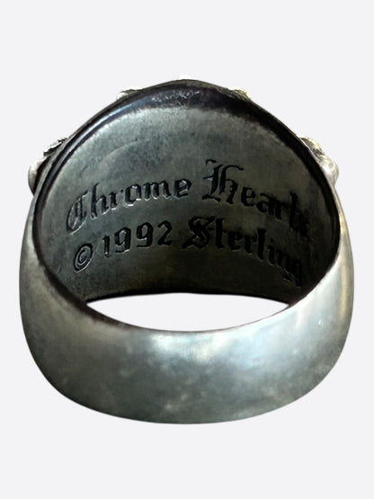 Chrome Hearts Silver Keeper Cross Floral Ring
