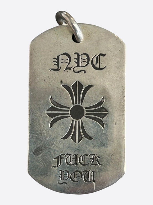 Chrome Hearts New York Exclusive Silver Cross Logo Dog Tag