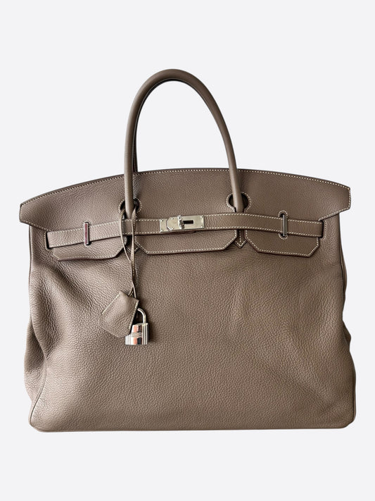 Hermes Etoupe Togo & Palladium Hardware Birkin 50