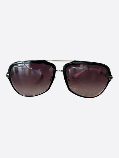 Chrome Hearts Black & Pink Straight Up Sunglasses