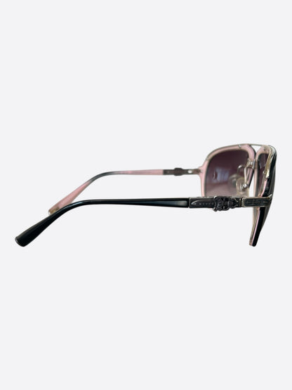 Chrome Hearts Black & Pink Straight Up Sunglasses