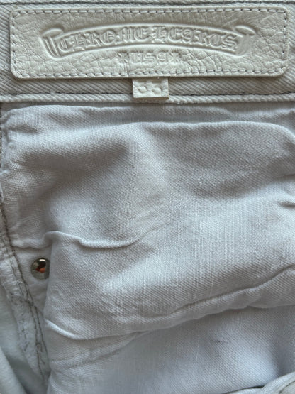 Chrome Hearts Levis White & Cheetah Cross Patch Jeans