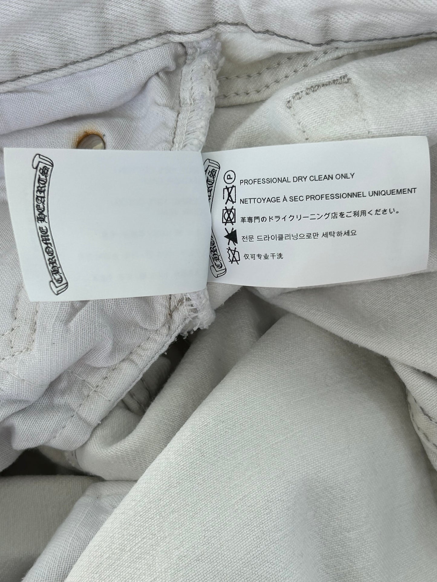 Chrome Hearts Levis White & Cheetah Cross Patch Jeans