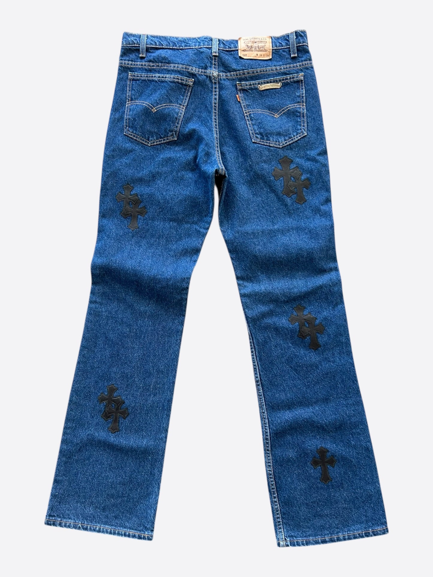 Chrome Hearts Levi's Blue & Black Cross Patch Jeans