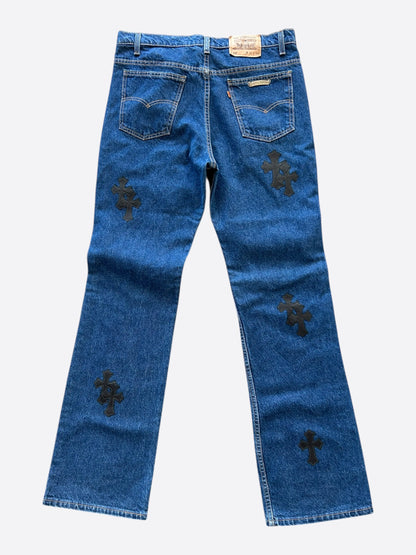 Chrome Hearts Levi's Blue & Black Cross Patch Jeans