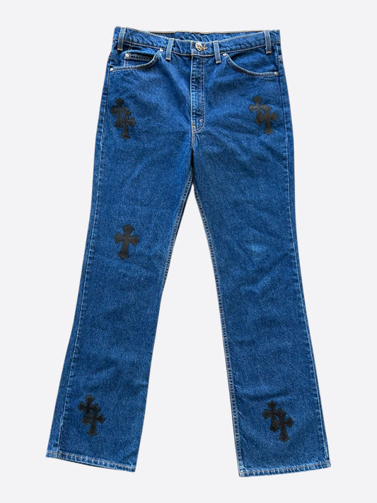 Chrome Hearts Levi's Blue & Black Cross Patch Jeans